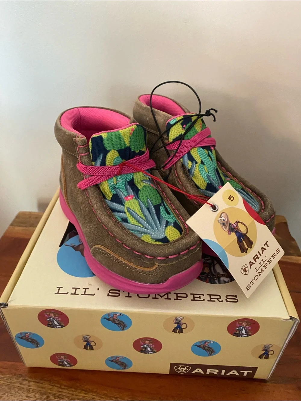 New! Ariat Toddler Lil' Stompers Roswell casual boots. Cactus, leather Size 5